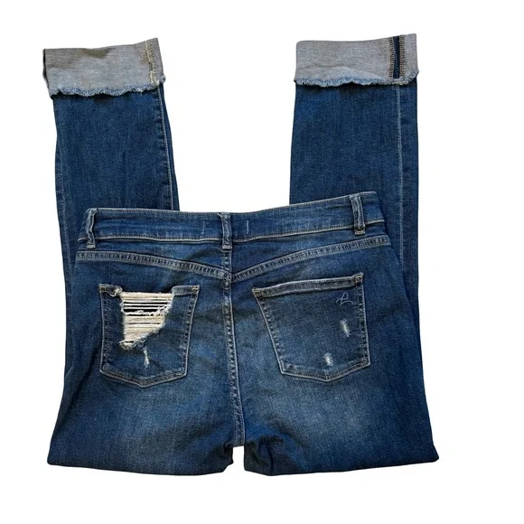 DL1961 Stevie Mid Rise Silm Boyfriend Cuffed Jeans in Rebel, Sz 27 - Picture 10 of 14